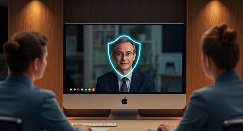 AI-powered video interview protection dashboard showing real-time deep fake detection