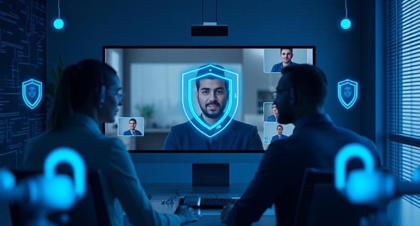 Visual identity protection showing real-time face analysis