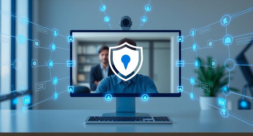 AI-powered video interview protection dashboard showing real-time deep fake detection